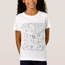 Doodles Felizes Coloridos Crianças T-shirt