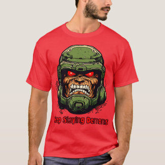 Camiseta Doom Continua Jogando Demônios Cara
