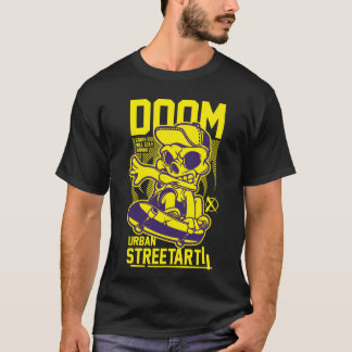 Camiseta Doom Urban Streetart - Esqueleto no Conselho de Es