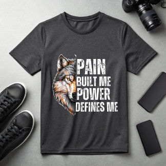 Camiseta Dor Construído Me Poder Define Me Lobo Motivaciona