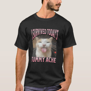 Camiseta Dor de Barriga de Hoje Meme de Gato Engraçado Gráf