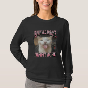 Camiseta Dor de Barriga de Hoje Meme de Gato Engraçado Gráf