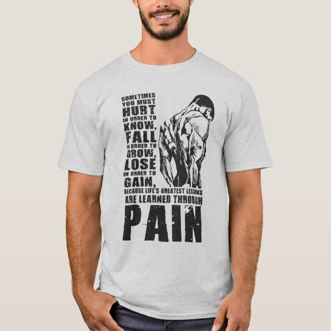 Camiseta Dor - Maiores Lições - Motivação do Workout de Gym (Frente)