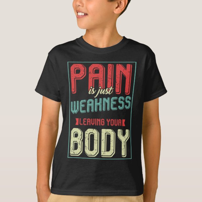 Camiseta Dor Na Motivação Do Gym Edifício De Equilíbrio É F (Frente)