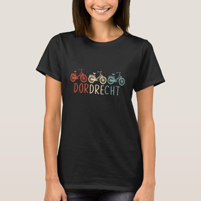 Camiseta Dordrecht Retro Bicycle Souvenir T Shirt Dutch (Frente)