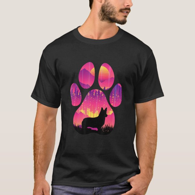 Camiseta Dorgi Paw Mom Dad Dog  Women Men (Frente)