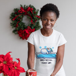 Camiseta Dormindo Engraçado Snowman Carregando Energia