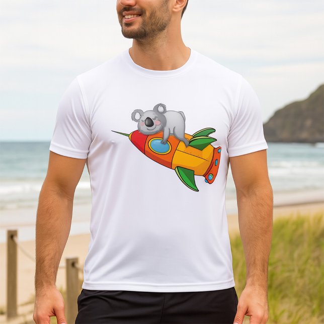 Camiseta Dormindo Koala no foguete Colorido (Criador carregado)