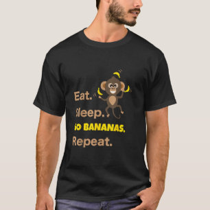 Camiseta Dormir Bananas Repetir Monge Animal Engraçado