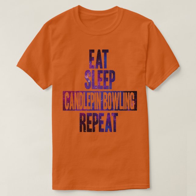 Camiseta Dormir Candlepin Boliche Repetir T (Frente do Design)