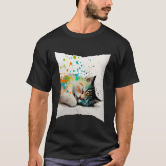 Camiseta Dormir Gato Adormecido Gato Roupa Noturna Meia Na