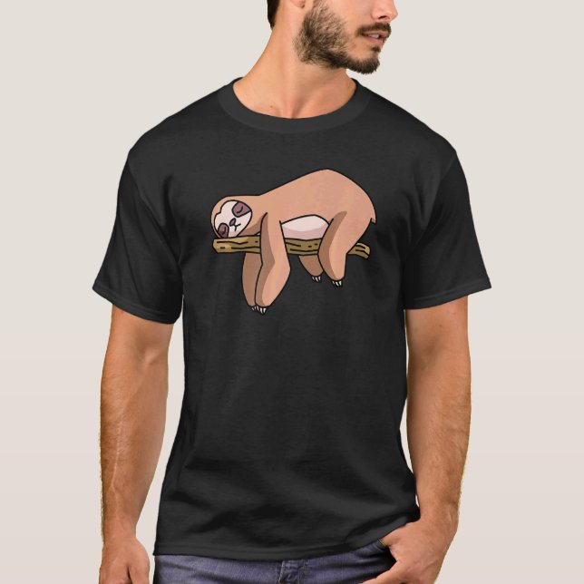Camiseta Dormir Lama Em Uma Ramificação De Árvore Refrigeri (Frente)