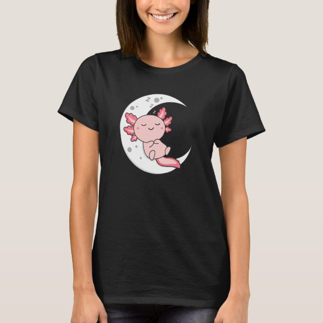 Camiseta Dormir Muito Axolote Lua Dormir Animais Relaxar Do (Frente)