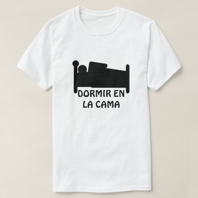 Camiseta dormir na cama e enviar SMS: dormir na cama (Frente do Design)