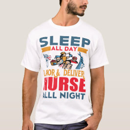 Camiseta Dormir O Dia Todo O Trabalho E Enfermeiro De Entre