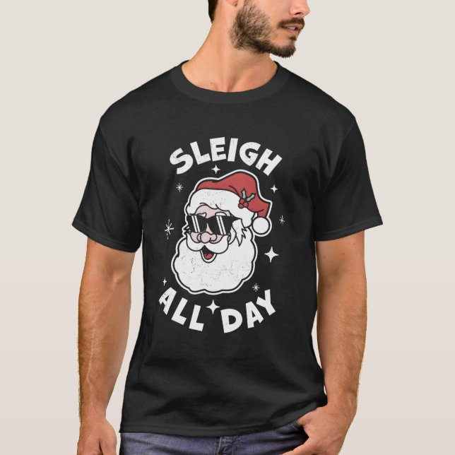Camiseta Dormir O Dia Todo Papais noeis Do Papai Noel Sleig (Frente)