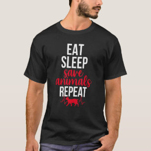 Camiseta Dormir Salvar Vidas Animais Repetir Vet Tech Veter