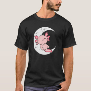 Camiseta Dormir Uma Lua Axolotl Animais Dormindo Relaxa Doc
