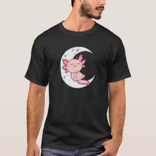 Camiseta Dormir Uma Lua Axolotl Animais Dormindo Relaxa Doc
