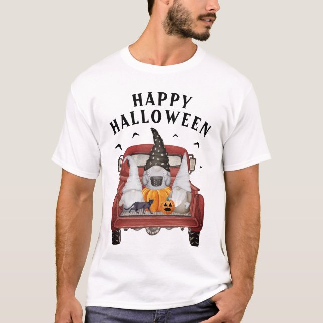 Camiseta dos Gnomos do Caminhão de Halloween (Frente)