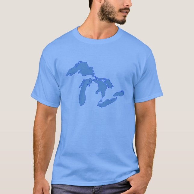 Camiseta Dos grandes lagos t-shirt azul apenas - (Frente)