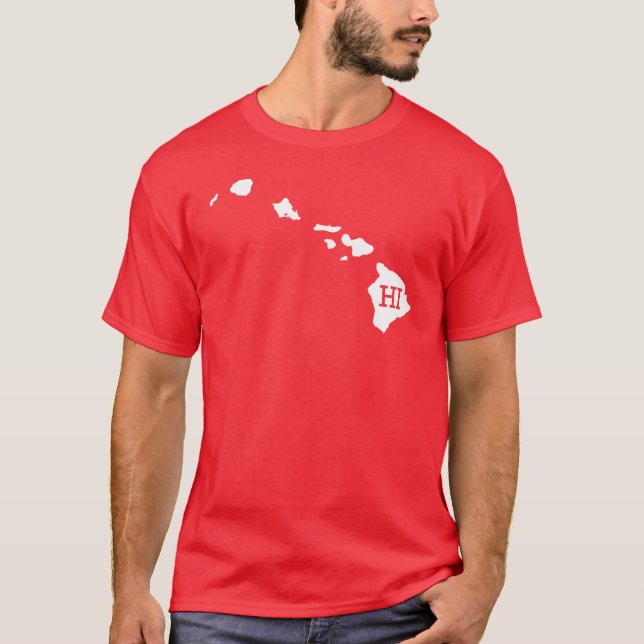 Camiseta Dos homens brancos do mapa HI do estado de Havaí o (Frente)