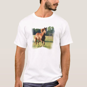 Camiseta Dos homens de galope do cavalo da castanha o