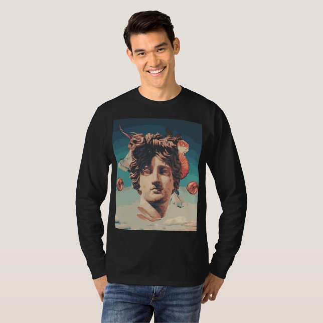 Camiseta Dos homens estéticos da estátua de Vaporwave (Frente Completa)
