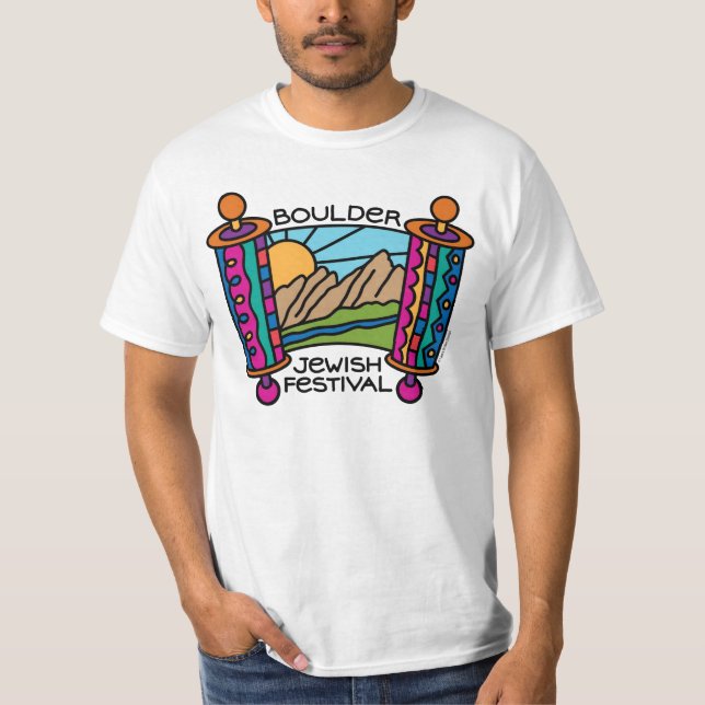 Camiseta Dos homens judaicos do festival de Boulder T (Frente)