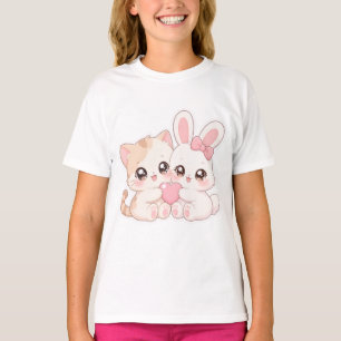 Camiseta dos Melhores Amigos Gatinho e Coelhinho K