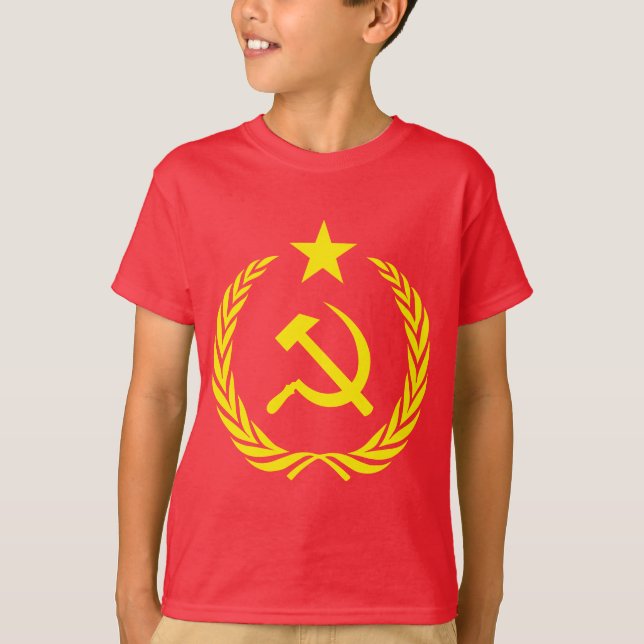 Camiseta Dos miúdos comunistas da bandeira da guerra fria (Frente)