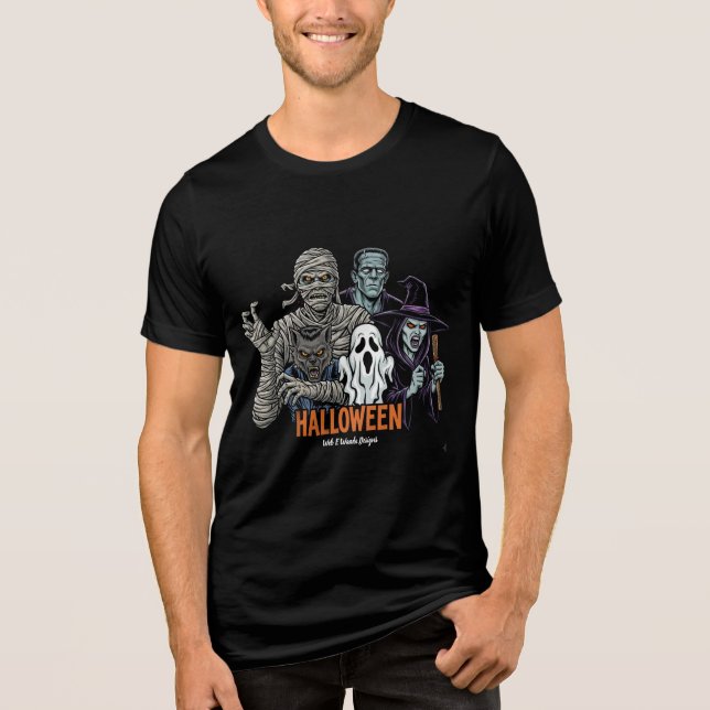 Camiseta dos Monstros de Halloween Spooky (Frente)