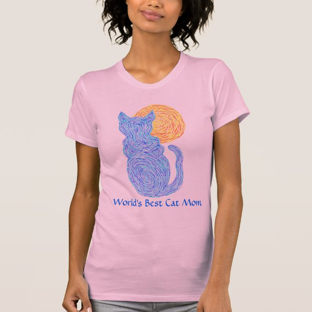 Camiseta Dos mundos bonitos do gato azul de Z T da mamã do (Frente)