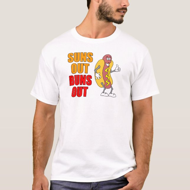 Camiseta Dos sóis para fora dos bolos cachorro quente (Frente)