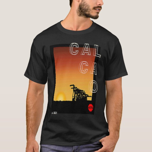 Camiseta dOTSbayarea  CALCAO series Oakland cranes sunrise, (Frente)