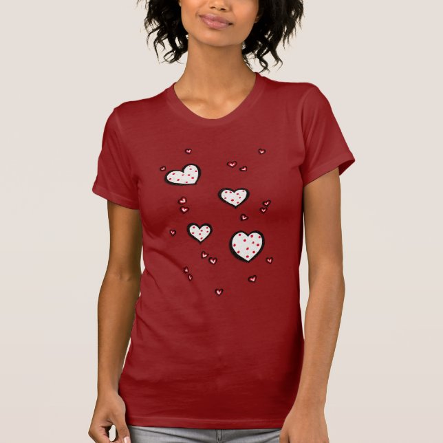 Camiseta Dotty Hearts Red Ladies T-shirt (Frente)