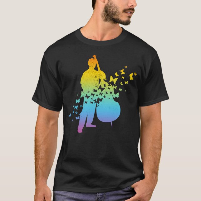 Camiseta Double Bass Player With Butterflies  Double Bass (Frente)
