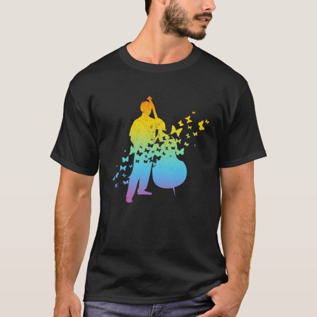 Camiseta Double Bass Player With Butterflies  Double Bass (Frente)
