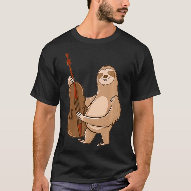 Camiseta Double Bass Sloth Cool Upright Bass Jazz Gift (Frente)