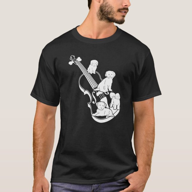 Camiseta Double Bassist Double Bass with Dogs Premium (Frente)