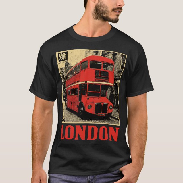 Camiseta Double Decker Bus em Londres | Retro Inglaterra (Frente)