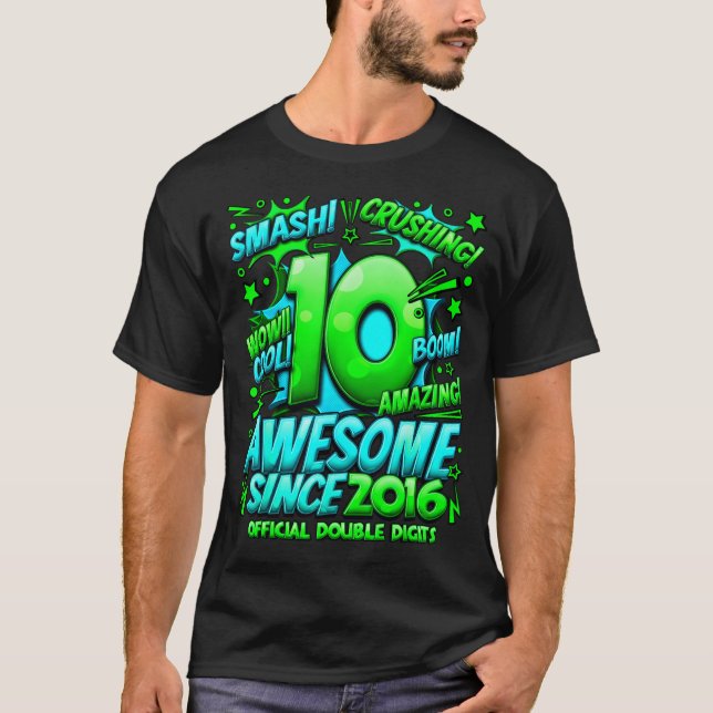Camiseta Double Digits 10 Year Old Boys 10th Birthday Boy  (Frente)