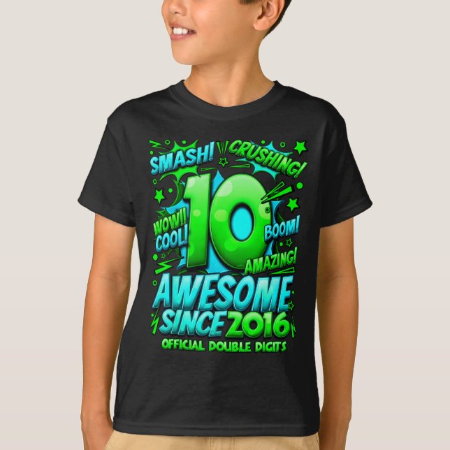 Camiseta Double Digits 10 Year Old Boys 10th Birthday Boy  (Frente)