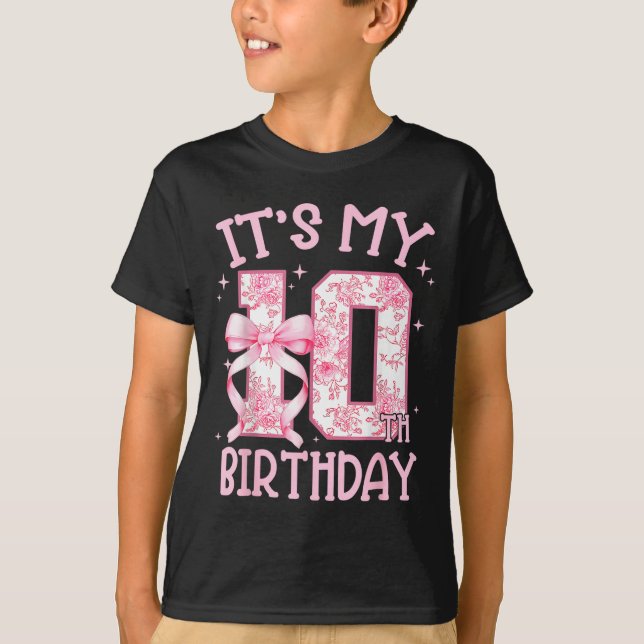 Camiseta Double Digits Birthday Girl 10th Birthday Coquette (Frente)