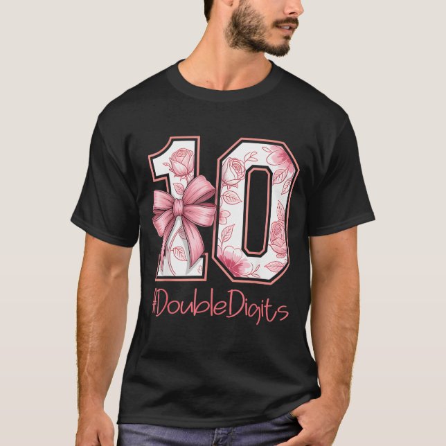 Camiseta Double Digits Birthday Girl 10th Nk Coquette Bow F (Frente)