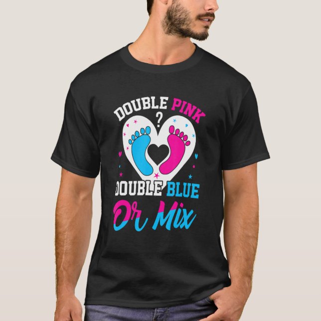 Camiseta Double Pink Double Blue Mix Twin Gender Announceme (Frente)
