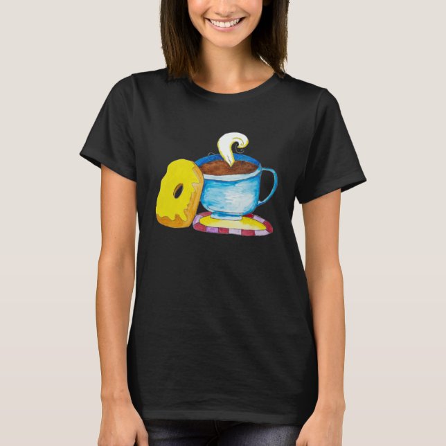 Camiseta Doughnut and a Coffee Hand Drawn (Frente)
