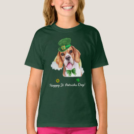Camiseta Dourada de Beagle Engraçada. Dia dos Patricões