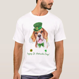Camiseta Dourada de Beagle Engraçada. Dia dos Patricões