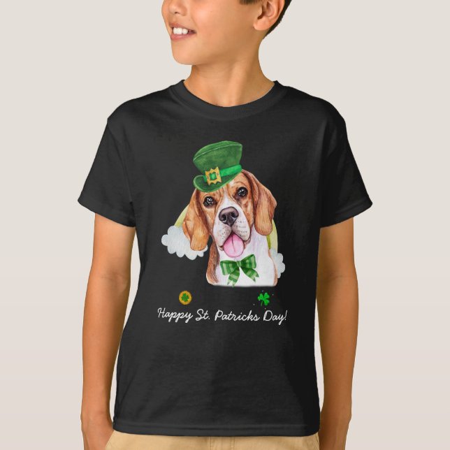 Camiseta Dourada de Beagle Engraçada. Dia dos Patricões (Frente)